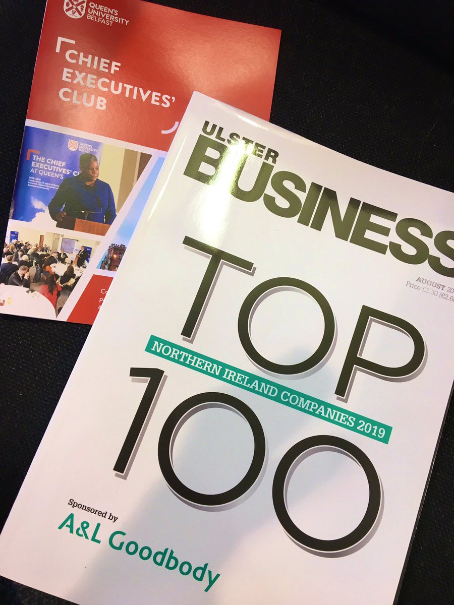 QUBusEng's tweet photo. As we finalise our calendar for 2019/20 it is great to see so much of our membership represented in the @UlsterBusiness Top 100 sponsored by @ALGoodbody #ub100 #LoveQUB https://t.co/yN7mpwcPeq