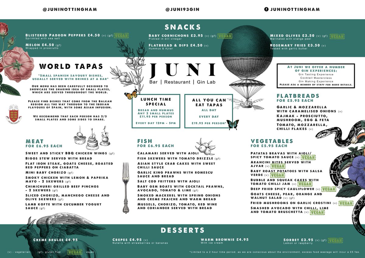 The new tapas menu has just launched at our restaurant/bar in Nottingham. All you can eat? Yes please! If you're local head along and check it out! #nottingham #gin #tapas #drinknottingham #eatnottingham #Notts #food