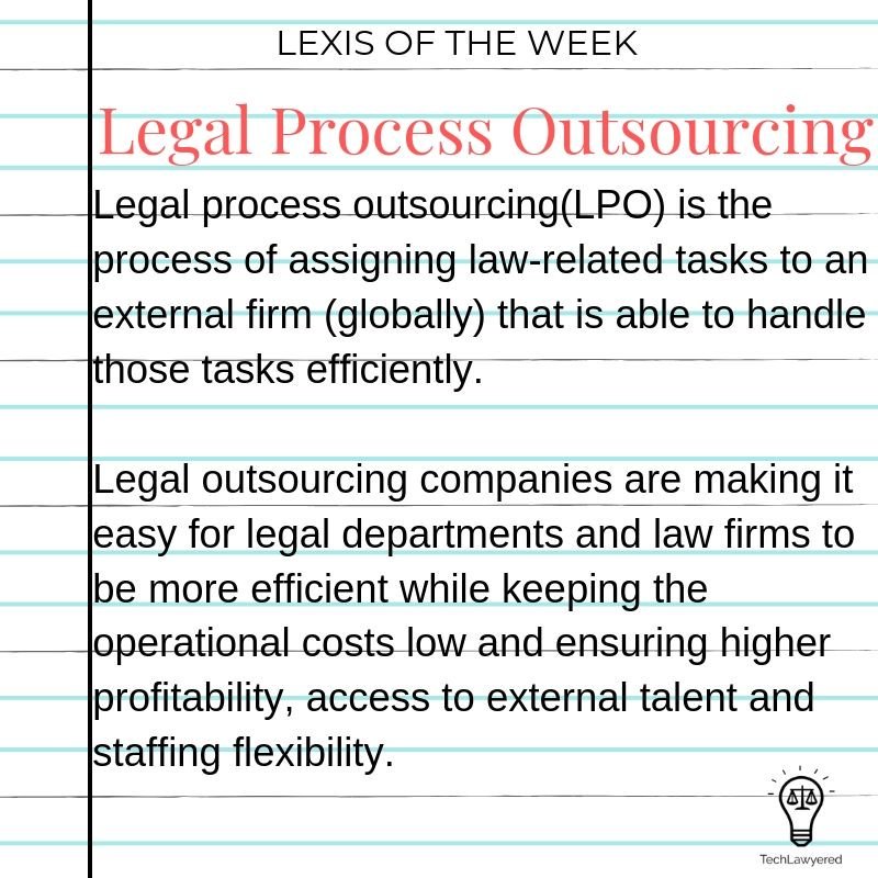 Back from the Holidays 😁😁😁 

Our Word for this week is LEGAL PROCESS OUTSOURCING.

Heard of its meaning🤔??? 

#techlawyered #legaltech #techlaw #lawtech #legal #lawyer #outsourcing #legalprocess #law #business #futureoflaw #lawofthefuture