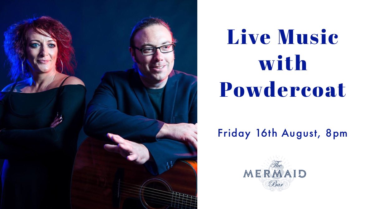 We have LIVE MUSIC this Friday with Powdercoat, a local acoustic duo. 🎶 We hope you can stop by for some awesome tunes and a chill with a drink. 🍸🧜🏻‍♀️