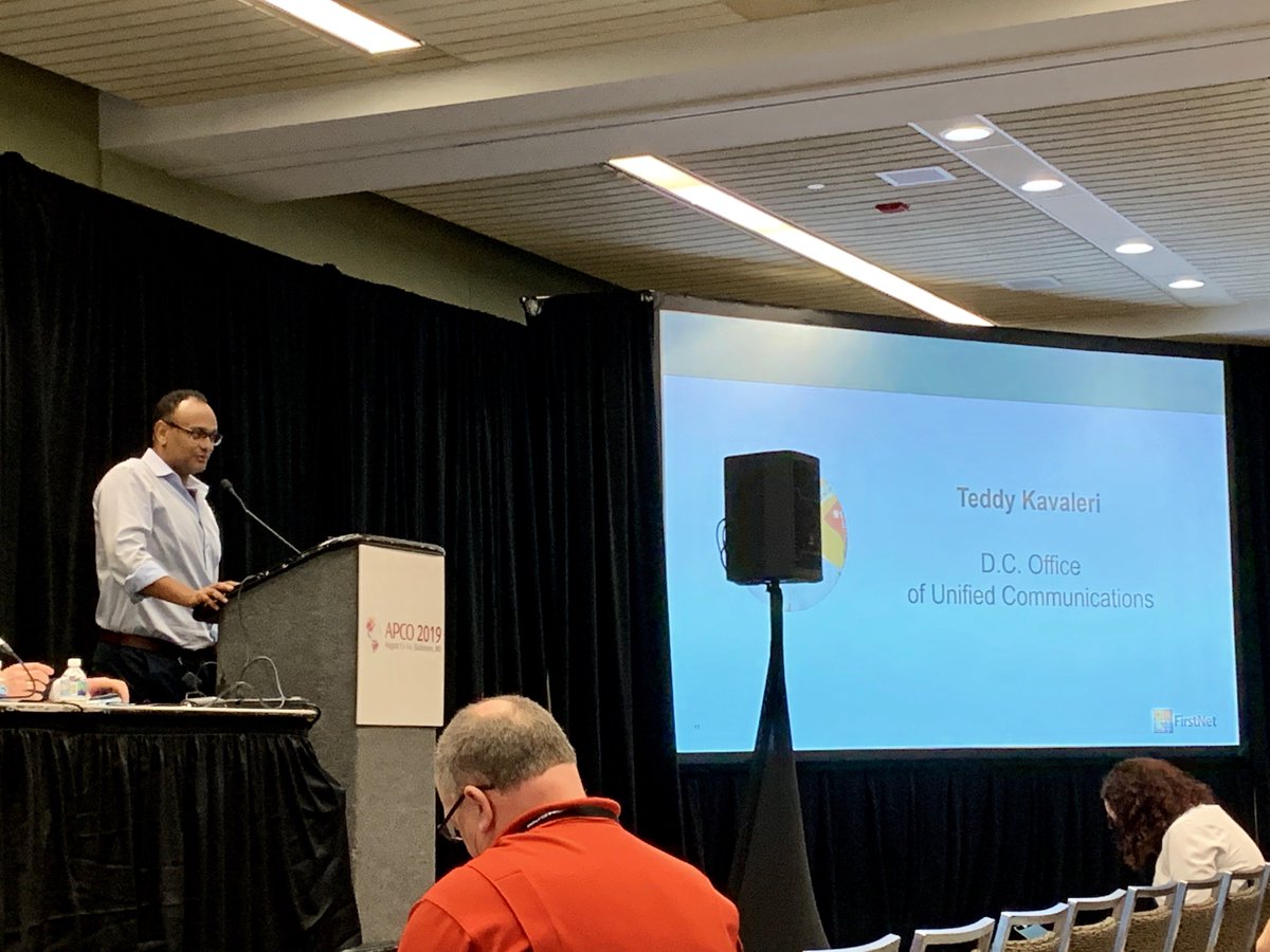 NEFireChiefs's tweet photo. Great #APCO2019 panel on ways #FirstNet can enable #SmartCommunities through interoperability and connectivity for first responders and Emergency Communications Centers. #FirstNetatAPCO https://t.co/babUqhENgl
