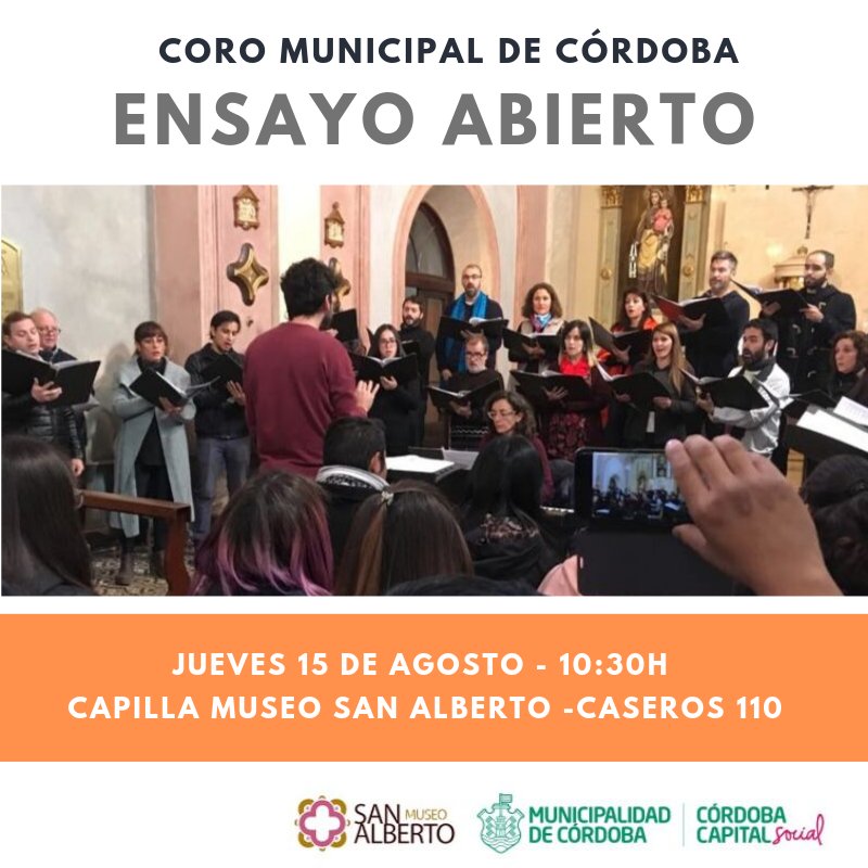 👉Jueves 15/08 10.30 h #EnsayoAbierto del <a href="/CoroMuniCBA/">Coro Municipal de Córdoba</a> en el <a href="/MuseoSanAlberto/">Museo San Alberto</a> 🎼 Venís?
.
.
Te esperamos!
#Coro #Córdoba #Ensayo #Música