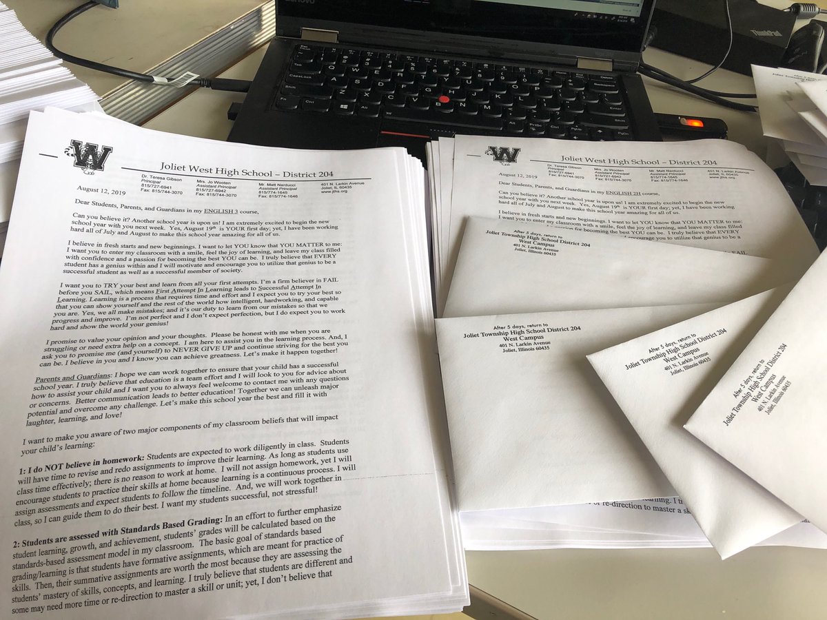 MaggieMaslowski's tweet photo. It’s #BackToSchool2019 sending letters to Ps and Ss to welcome them to a brand new year filled with #learning #possibilities and #success #hseduchat #ncte #edtechusf675 #edtechusf https://t.co/Dvd0BZDPyN
