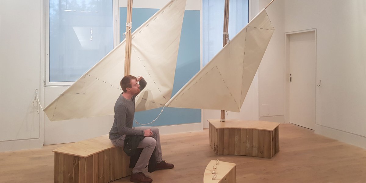 HMILeeds's tweet photo. Another highlight from #FUAM2019 Graduate Art Prize at The Stanley & Audrey Burton Gallery @LULGalleries: Eloise Burrows' interactive sculpture 'Gybe-ho', inspired by the artist's experiences of sailing and the collaborative nature of a ship's crew. Open today 10am - 5pm https://t.co/O40XSqIA5K