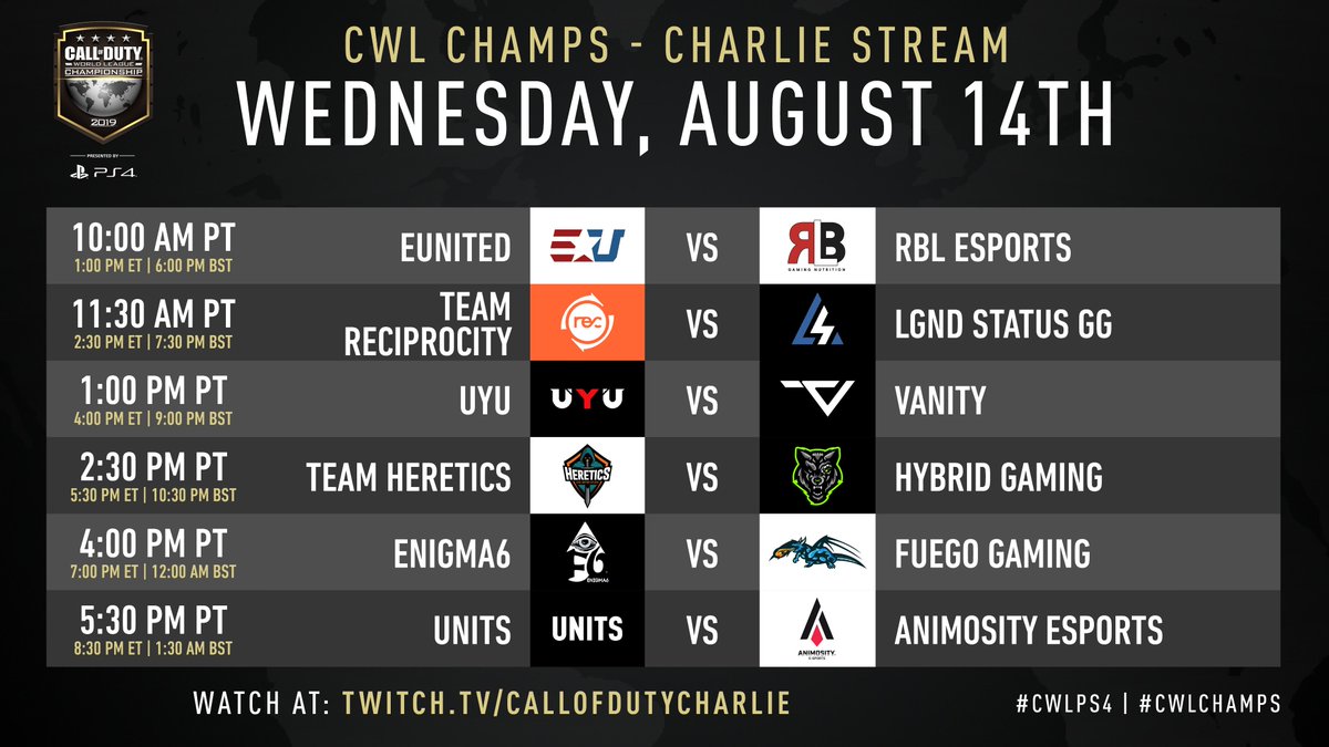 charlieINTEL's tweet photo. Day 1 of #CWLChamps is live now! 

Tune in at: https://t.co/A0M4d955Sz https://t.co/wqhTQquMqx