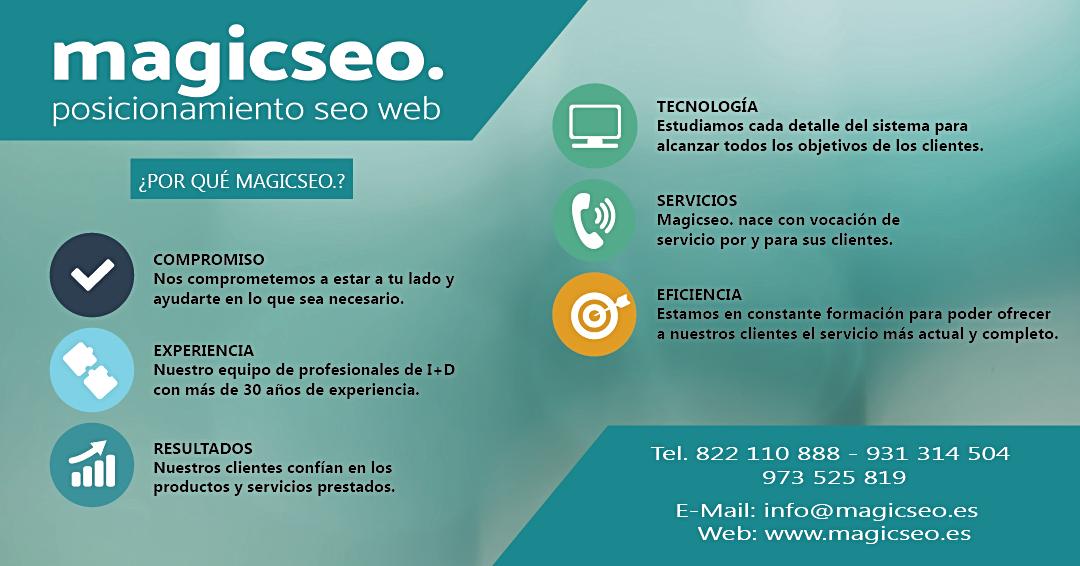 immpulso's tweet photo. En Magicseo. somos especialistas en generar tráfico de calidad; pero, ¿por qué deberías escogernos?

Aquí os dejamos varios motivos por los cuales elegir Magicseo. 

 ✅ COMPROMISO
 ✅ EXPERIENCIA
 ✅ RESULTADOS
 ✅ TECNOLOGÍA
 ✅ SERVICIOS
 ✅ EFICIENCIA

 #posicionamientoseo # https://t.co/7RkMz4NzUJ