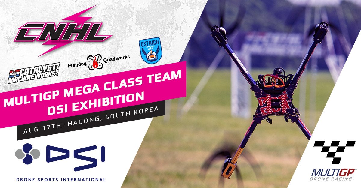 Multi_GP's tweet photo. The @MultiGP Mega Class team is heading to South Korea 🇰🇷 thanks to #DroneSportsInternational! 

🗓 Aug 17th, 2019 - Hadong, South Korea 
.
.
#multigp #megaclass #ostrichair #maydayquadworks #fpv #droneracing #multirotor #fpvaddiction #giantdroneracing https://t.co/P47gMjx7BQ