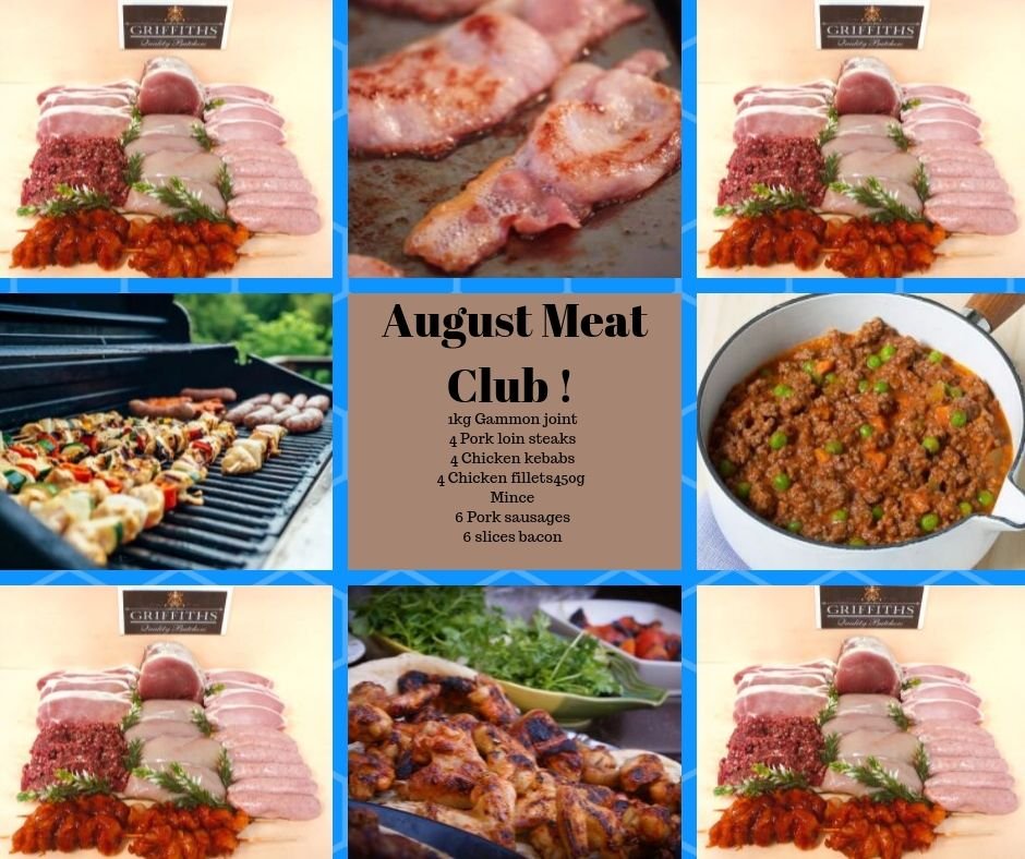 August Meat Club is still available to order !!!
Call 01458 210261 Email debbie@griffithsbutchers.co.uk
#griffithsbutchers #meatclub #freelocaldelivery #shoplocal 
#yummyinmytummy