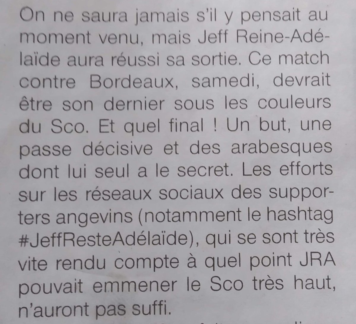 LaDalleAngevOFF's tweet photo. 👍 - Merci pour le clin d’œil #JeffResteAdelaide @OFsports49 🗞.
#SportAngers #LaDalleAngevine 👊 https://t.co/bxmRd8EemR