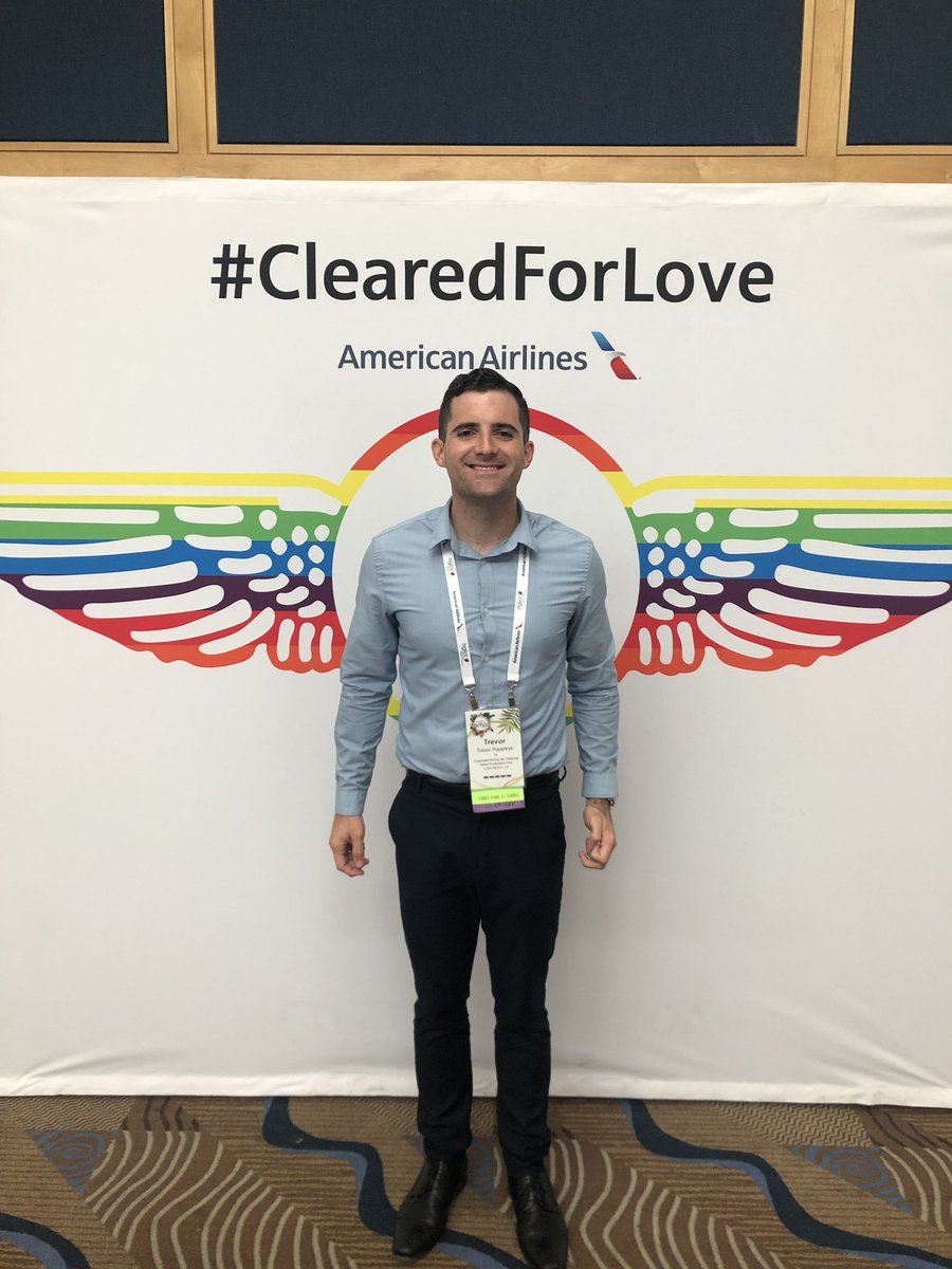 trevorrappleye's tweet photo. Hello @NGLCC and @AmericanAir! #clearedforlove #NGLCC19 #nglcc https://t.co/6bJ0TYBb6N