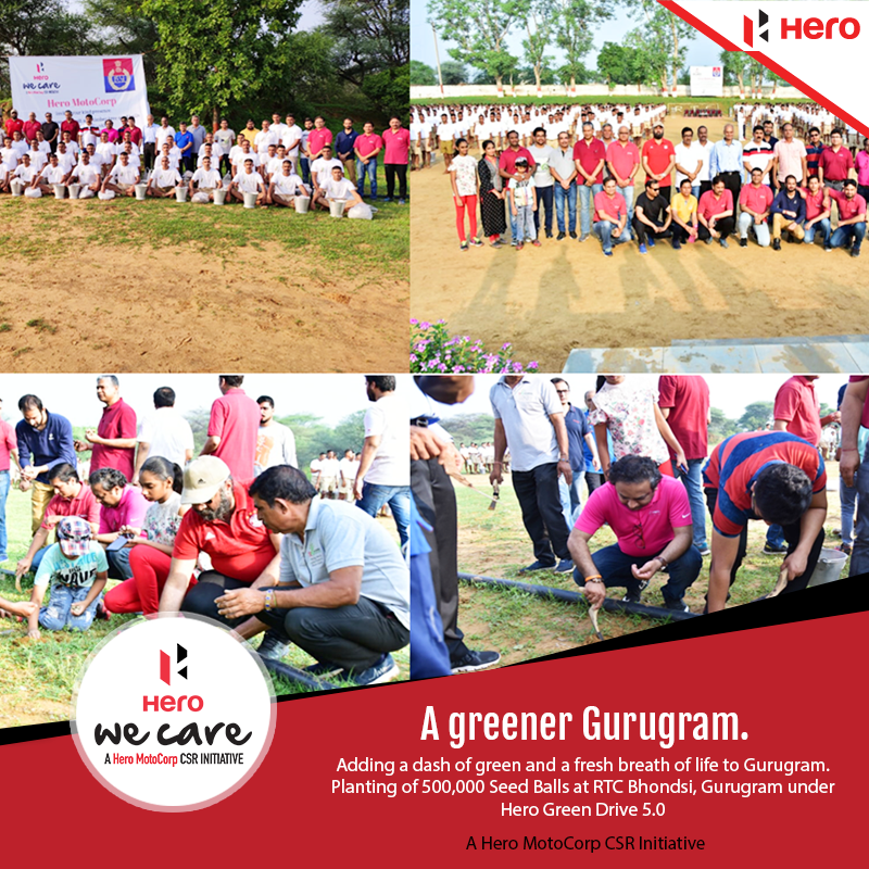With Hero Green Drive, we are working towards making Gurugram greener. On July 21, we planted 500,000 Seedballs at RTC (Recruit Training Command), Bhondsi, Gurugram.
