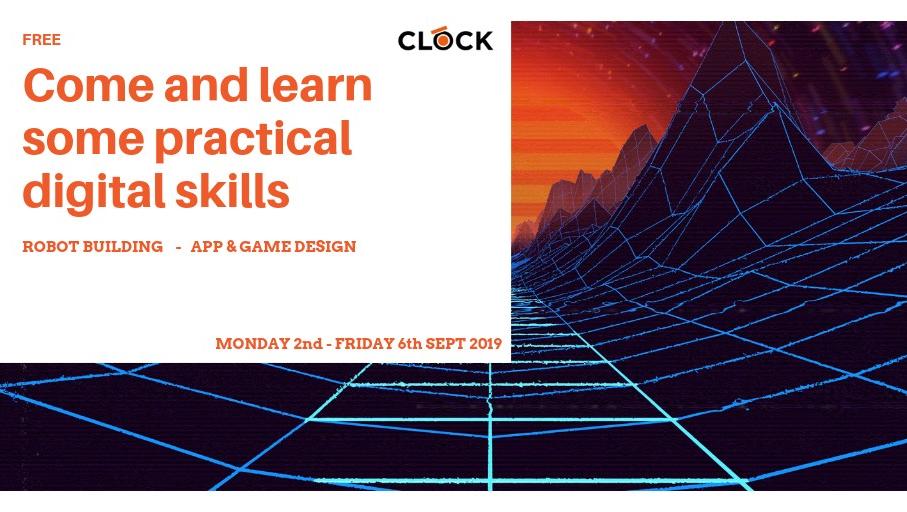 Learn some practical digital skills including how to build and programme robots or pick up knowledge on apps and game design.  All levels of experience (aged 16+) welcome. FREE to all participants.
#digital #apps #gamedesign #robots #learning
bit.ly/CLOCK_digital_…