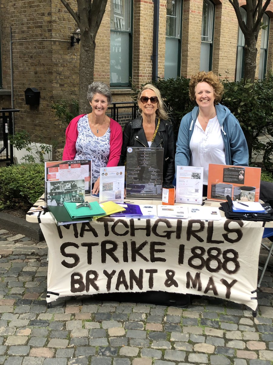 TheMatchgirls's tweet photo. Had a great day at the old Bryant and May Match Factory last Saturday, despite the, at times scary, wind. Met lots of new and interesting people and caught up with existing friends. Thanks for inviting us @TheBowQuarter @BQFestival https://t.co/MJGmVX5nv3
