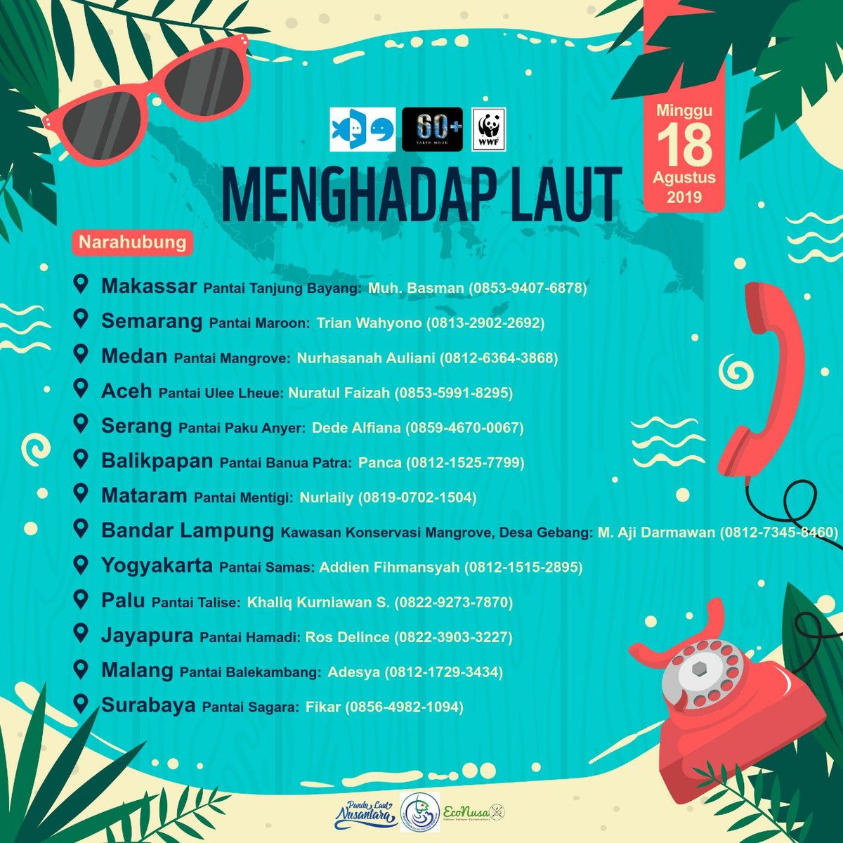 WWF_ID's tweet photo. WWF-Indonesia bersama @pandulaut, @susipudjiastuti, @fishGOD, @ridhohafiedz  @EHindonesia, @marinebuddies  dan pencinta laut Indonesia lainnya mengajak Sobat untuk berpartisipasi di kegiatan "Menghadap Laut 2.0" yang akan diselenggarakan serentak pada 18 Agustus 2019 https://t.co/B5fMRhTJVT
