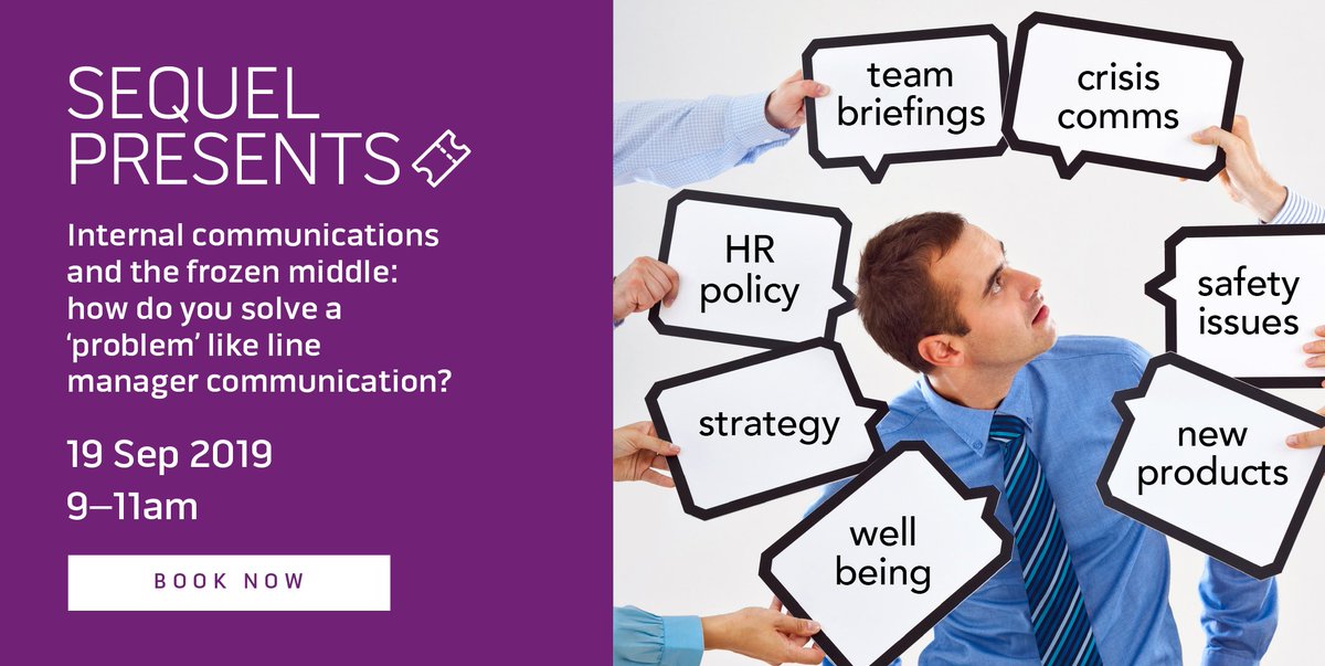 sequel_group's tweet photo. The next #SequelPresents seminar topic announced! With 47% of #internalcomms pros admitting that poor #LineManagerComms is a barrier to business success (State of the Sector, 2019), how do you solve a ‘problem’ like line manager comms? BOOK NOW for 19 Sep: https://t.co/AxxTVtPtXH https://t.co/SoaTBMRQrF