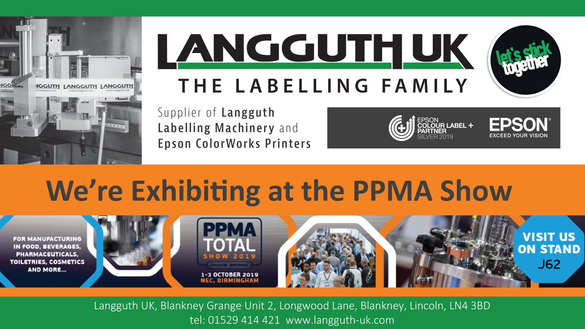 LangguthUk's tweet photo. We're looking forward to exhibiting at the PPMA Total Show at the NEC in October. This year we'll not only have Langguth labelling machinery on our stand but Epson ColorWorks+ label printers.
#PPMA #PPMATotalShow #Epson #labelling #labellingmachinery https://t.co/3ufGYwNYCW