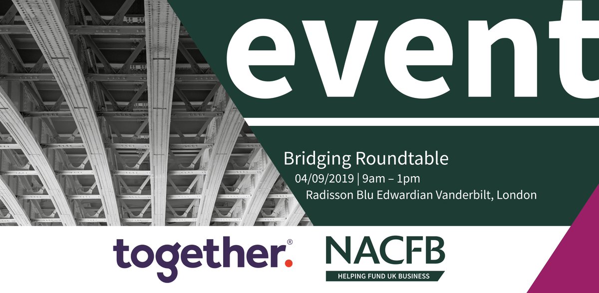 🗓️ Join us on 4th September for a Bridging roundtable morning in London, open to all brokers. 

Lenders present: <a href="/Together_Money/">Together</a> alongside 
<a href="/AvamoreCapital/">Avamore Capital</a>, <a href="/LondonCredit/">London Credit</a>, <a href="/Funding365/">Funding 365</a>, <a href="/MTFinance/">MT Finance Group</a> &amp; <a href="/Proplend/">Proplend</a>

👉 Register: nacfb.org/events/bridgin…