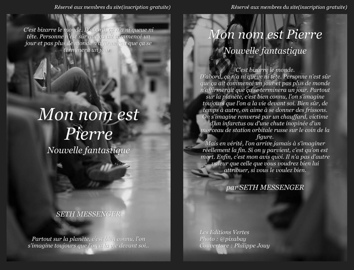 SethMessenger's tweet image. Nouvelle d'anticipation : Mon nom est Pierre.
A découvrir gratuitement sur : 
(link: sethmessenger.fr/link/gen/2/999…) 
sethmessenger.fr/link/gen/2/999…
(Temps de lecture estimé : 10 minutes) #Lecture