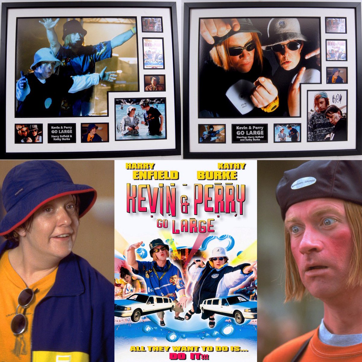 MatrixFrames's tweet image. It was a lot of fun putting these together. Lots of quotes being thrown around whilst we were working. "Goodnight man in a suitcase" 😂 Both for sale! 🏷️ #kevinandperry #kevinandperrygolarge #harryenfield #kathyburke #ibiza #alliwannadoisdoit  #memorabilia #autographs #signed