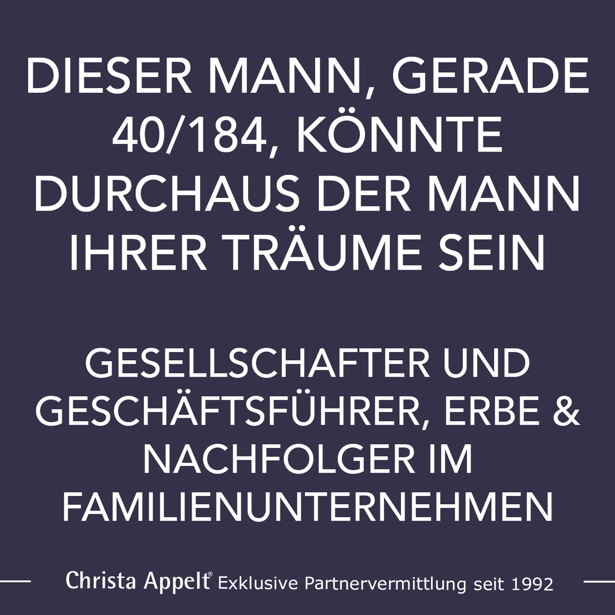 ChristaAppelt's tweet image. Sein Wunsch gilt einer adäquaten #Partnerin, die ein gewisses Maß an Sensibilität besitzt &amp;amp; gesellschaftliche Verpflichtungen ebenso meistert, wie ihr eigenständiges Leben. Fühlen Sie sich angesprochen? christa-appelt.de

#Partnervermittlung #Partnersuche #ChristaAppelt