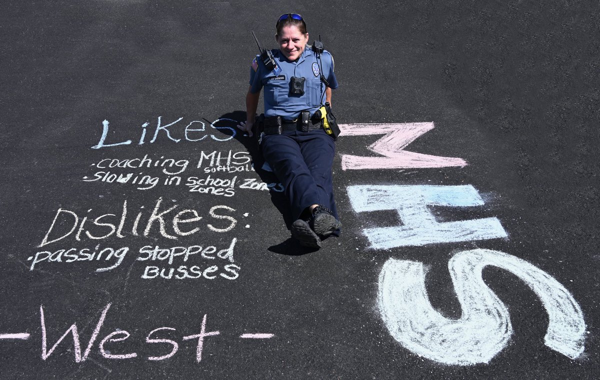RileyCountyPD's tweet photo. 📚 First Day of High School! 
School Resource Officer Gregoire

Likes: 
* Coaching MHS Softball
*  Slowing in School Zones

Dislikes
* Passing Stopped Busses https://t.co/ZsHCNkmV0T