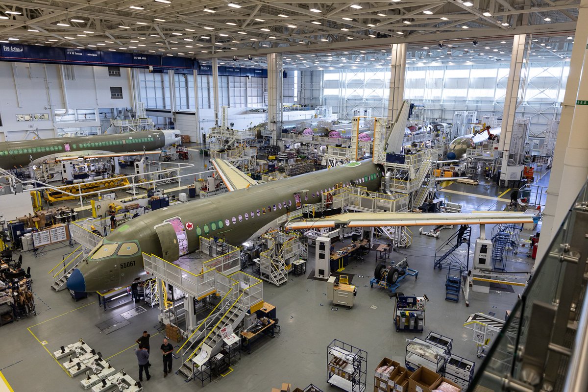 Airbus's tweet photo. Can you guess which airline this aircraft will be delivered to in a couple of months? Stay tuned to find out more! #A220 https://t.co/Y1OrkrJ75t