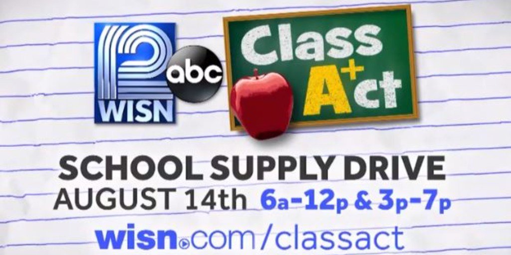 SAmilwaukee's tweet photo. Today is the Class Act Telethon with @WISN12News. Last year, you helped us raise $66,000 to help students in Milwaukee County! Here's how to donate:
- 414-799-9476
- https://t.co/KAdrh5FfF9
- Text WISN to 41444
- Go to Stuff the Bus at Pick 'n Save in Wauwatosa
#ClassActMKE https://t.co/nOJLNfMpsc