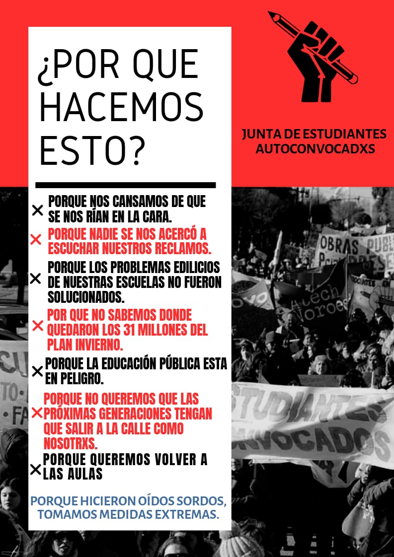 EstudianteAuto's tweet photo. Difundi, no estamos actuando estamos accionando.  #ChubutEnAlerta #Chubut #ArcioniEsResponsable https://t.co/ILLxnsmo8Z