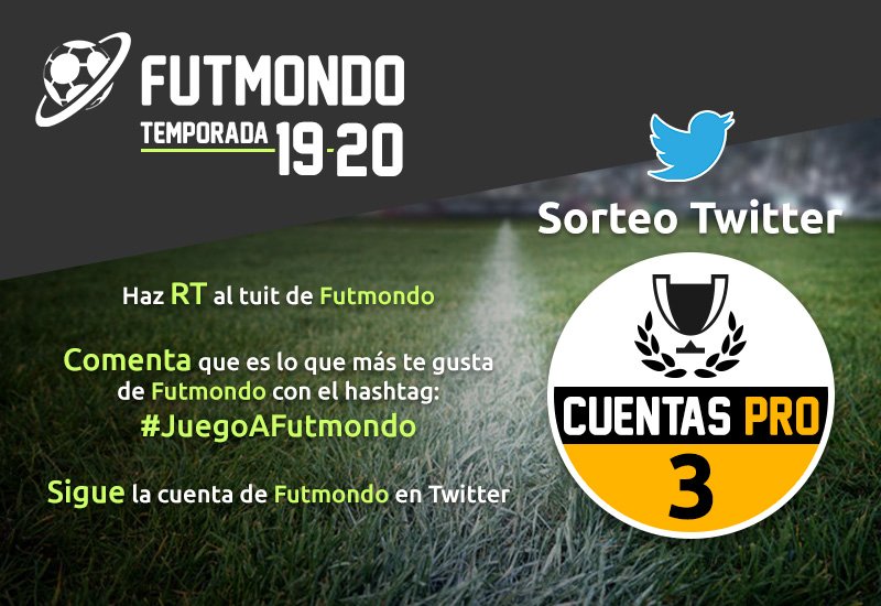futmondo's tweet photo. 🔈 ¡SORTEO! Participa y gana una de los 3 campeonatos PRO que regalamos

➡️ Síguenos  

➡️ RT + Comenta lo que más te gusta de futmondo con el hashtag #JuegoAFutmondo

⏰ El viernes a las 21:00 acaba el plazo para participar. 

Normas del sorteo https://t.co/HIBI0Adx4k https://t.co/mOjwNC1KQS