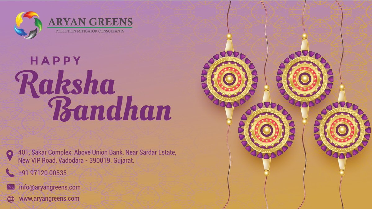 Raksha Bandhan' is a special occasion to celebrate this emotional bonding when a sister ties a Rakhi..!!
TEAM ARYAN GREENS WISHES YOU A VERY HAPPY RAKSHA BANDHAN..!!
#RakshaBandhan #RakshaBandhan2019 #aryangreens