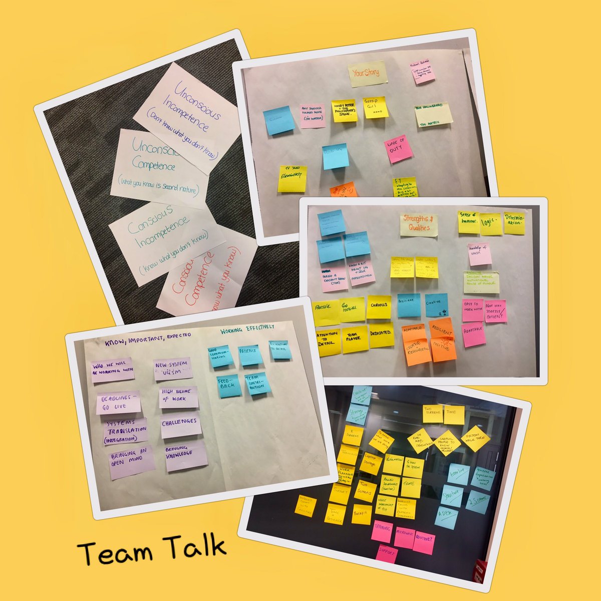 Team talk facilitation using the #teamcanvas framework to help teams get to know each other, build a collective purpose and develop productive ways of working.
#teamdynamics #stories #consciouscompetence #teamtalk #organisationaldevelopment #changemanagement