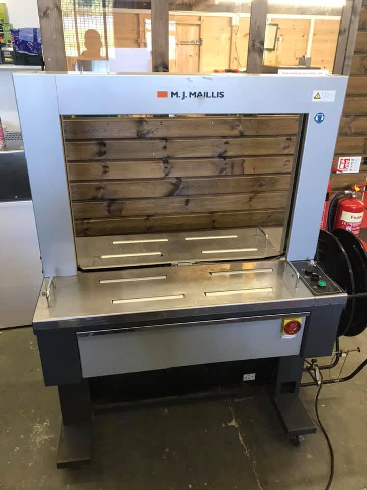 snp_ltd's tweet photo. FOR SALE - M.J. Maillis strapping machine - Fully operational. Open to sensible offers. Delivery option available. #bargin #salesatSNP #lotsofstock https://t.co/Gtum7pt5ZV