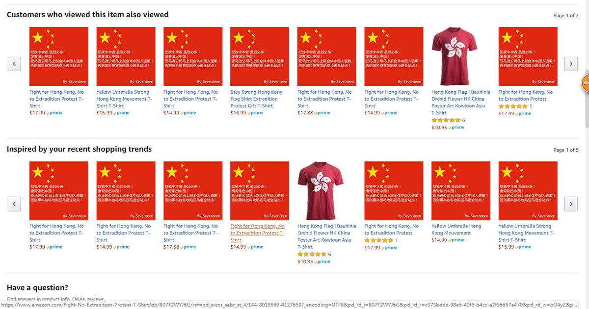 Alicezeng12's tweet photo. #amazon is a stupid website. Chinese sellers grow Amazon up. When it matures, it starts to drive out Chinese sellers. What a shame to Amazon! Now, it starts to support Hong Kong independence. We Chinese will attack your site. Respect, ok?🙂 https://t.co/KUS6bJR6OI
