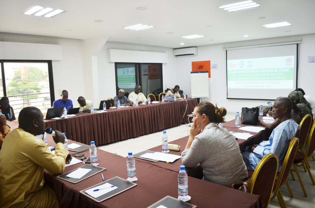 IPAR_ThinkTank's tweet photo. #HappeningNow - Atelier de restitution des résultats de l'étude sur la perception des #éleveurs pastoraux sur l’#assuranceindicielle #bétail au #Sénégal
#Pastoralisme
#SunuMbay https://t.co/jrbJkxagUB
