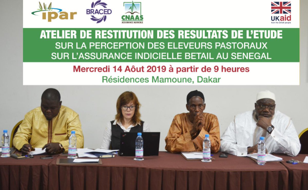 IPAR_ThinkTank's tweet photo. #HappeningNow - Atelier de restitution des résultats de l'étude sur la perception des #éleveurs pastoraux sur l’#assuranceindicielle #bétail au #Sénégal
#Pastoralisme
#SunuMbay https://t.co/jrbJkxagUB