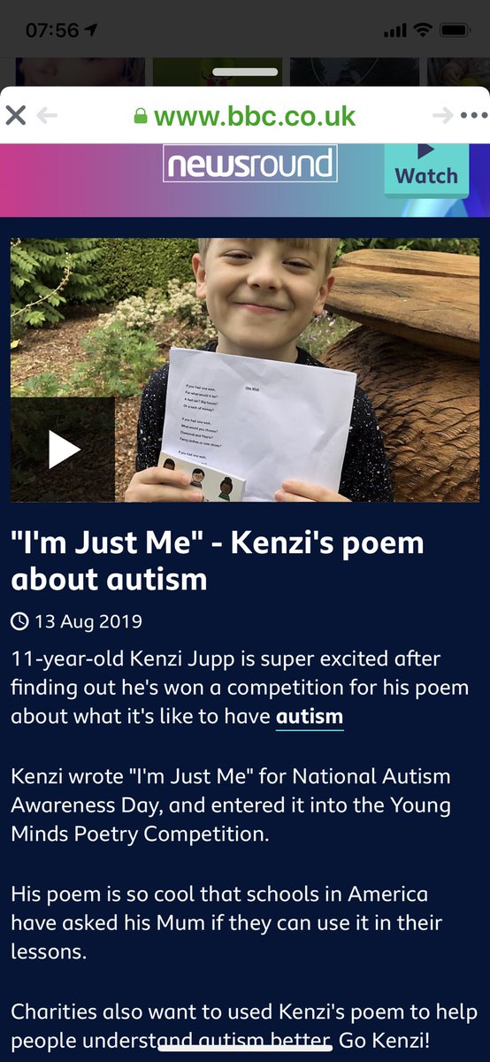 KenziKj's tweet photo. So this happened today ❤️ hopefully my poem will help other boys and girls like me #poetry #autism #awareness #imjustme #ASD #invisible #imjustme #poetry #kidpoet #acceptanceiscool #WednesdayWisdom #actuallyautistic https://t.co/FZ3ThEU6ak