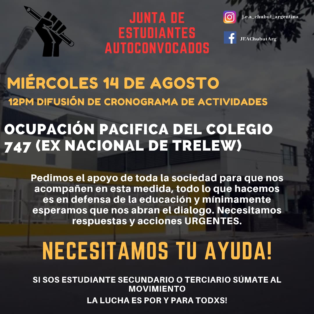 EstudianteAuto's tweet photo. DIFUNDAN Y APOYEN!!! #Chubut #ChubutEnAlerta #colegios #lucha #miracomonostienen #ArcioniEsResponsable #difundir #difunde #Argentina #ARG https://t.co/TxfB2AWT0x