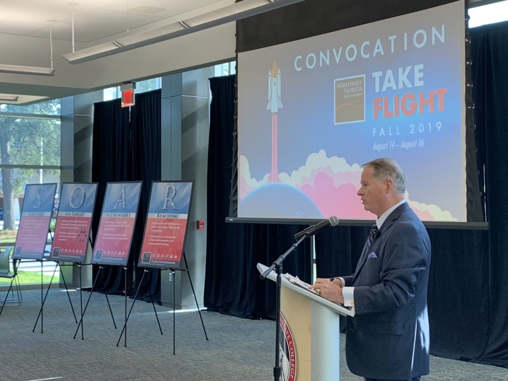 savvynwfstate's tweet photo. Welcome back faculty and staff of @nwfstatecollege for the 2019-2020 school year. Let’s #TakeFlight together! @DevinStephenson https://t.co/JSMt6KyeAd
