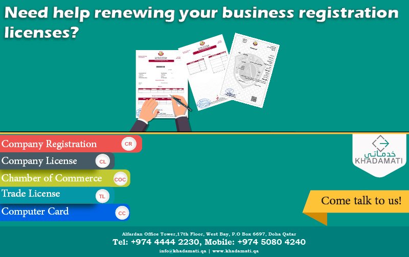 KhadamatiQ's tweet photo. Need help renewing your business registration licenses?

#Khadamati
#Doha
#Qatar
#translation https://t.co/xn2XvVUZMB