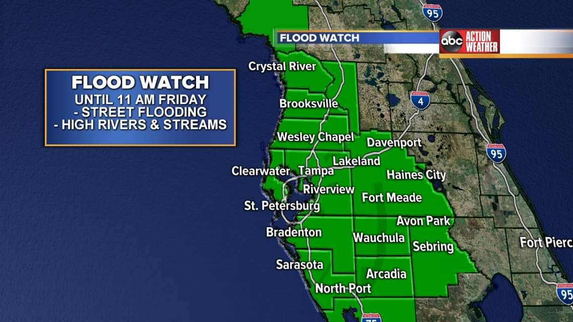DenisPhillipsWx's tweet photo. A Flood Watch (And Ark Alert) remain in effect until Friday. #ArkAlert #FloridaWeather #GlubGlubGlub https://t.co/WDL6ZUFSqf