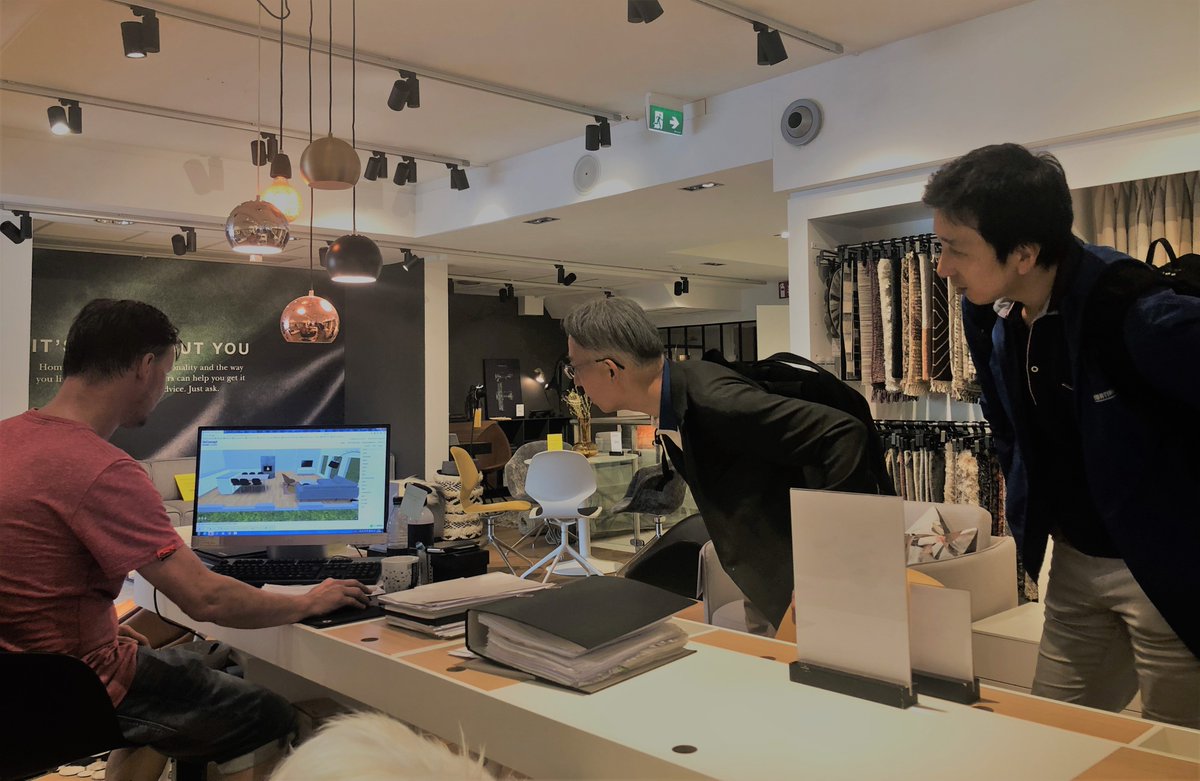 vividworks's tweet photo. This past week our Japanese partner has been visiting us in Finland, a sure-fire way to beat the Tokyo heat. Between meetings they visited Helsinki's BoConcept showroom to see how they use our #visualcpq solution. #vividworks #weloveourpartners https://t.co/5ImKe7OI7c
