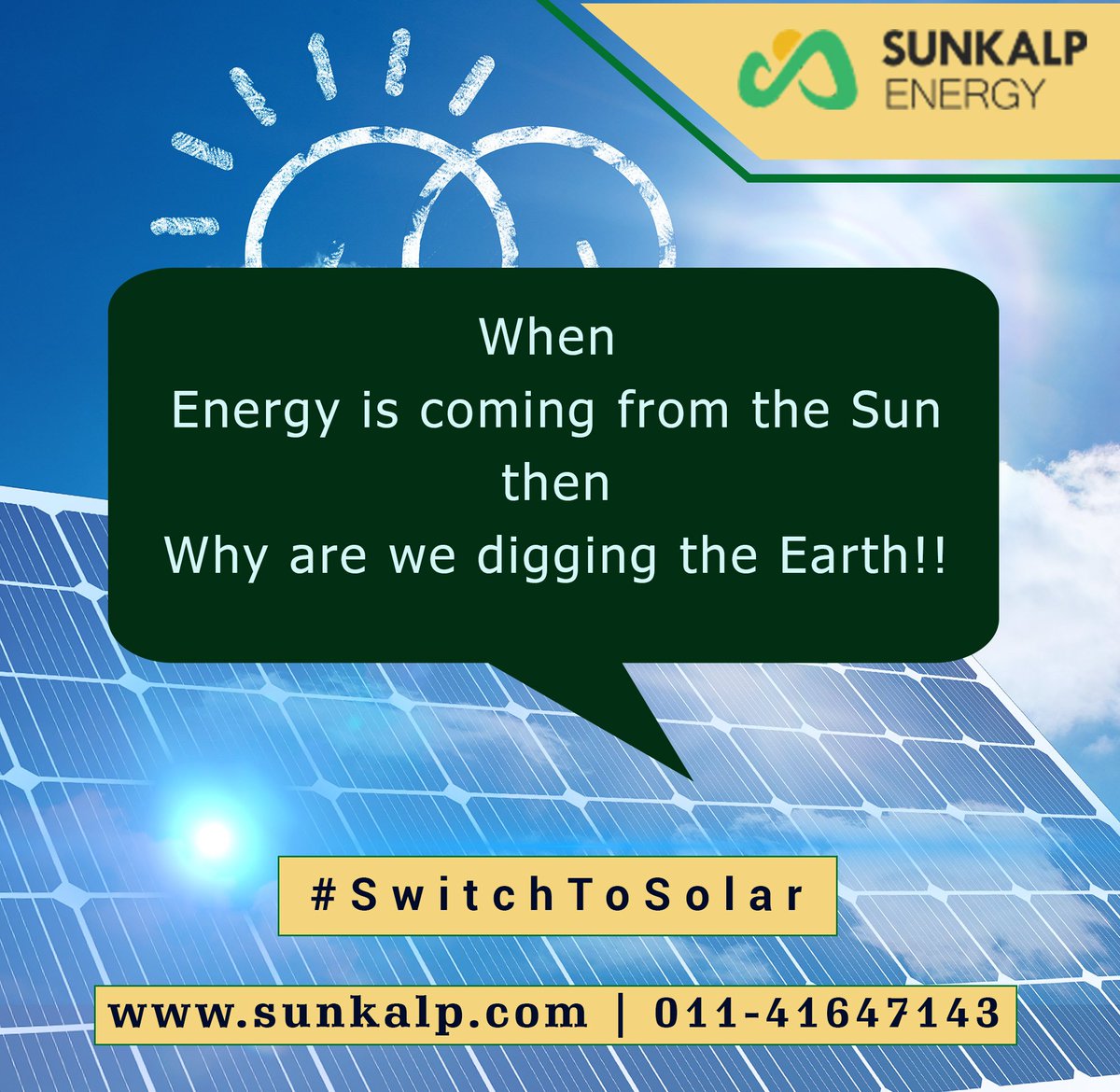 When Energy is coming from the Sun then why are we digging the Earth.
sunkalp.com
#solarfacts #solarpower #solarpowerenergy #switchtosolar #switchtosolarpanel #greenenergy #rooftopsolarpower #solarpowerindelhi #solarindelhi #EPCcompany #solarplantindelhi #solar