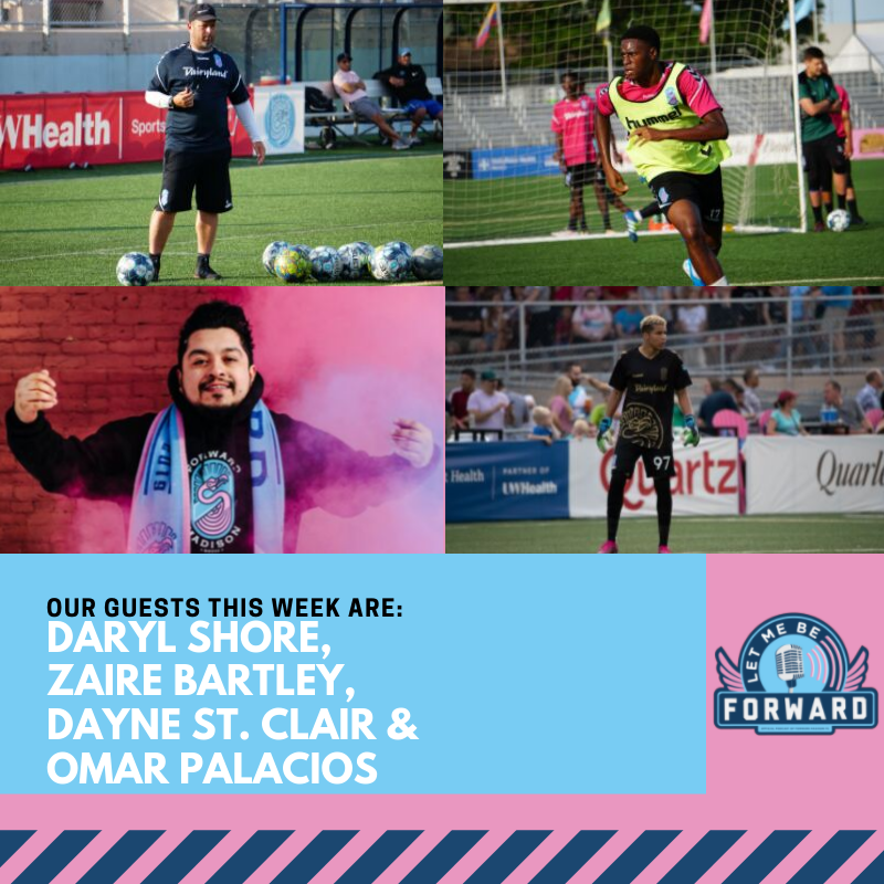 letmebeforward's tweet photo. 🔥NEW SHOW ALERT🔥

This week we welcome FOUR great guests! 

- Daryl Shore
- Zaire Bartley
- Dayne St. Clair
- Omar Palacios

Listen: https://t.co/L5ttfx3vUt

@ForwardMSNFC @fwdflock @LaBarra608 @MNUFC #letmebeforward #fullmingo @USLLeagueOne @BaxterColburn @MaddieKumm https://t.co/Pode6MBPES