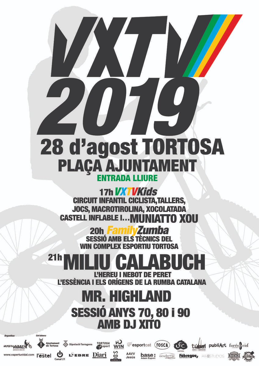 vapertuvidal's tweet photo. El 28 d’agost a la Plaça de l’Ajuntament de Tortosa arriba el VaPerTuVidal 2019!!!

Tota la informació de les activitats al nostre web: https://t.co/NB5DR4wc6o

Prepara’t per a les festes de la Cinta al VXTV!! https://t.co/Nmq6udcfco