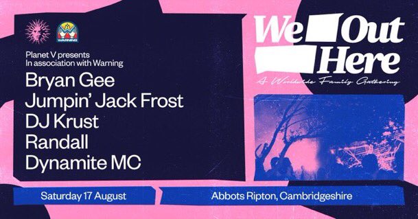 vforever's tweet photo. This Saturday ...
BRYAN GEE - KRUST - RANDALL -MC DYNAMITE - JJ FROST
PLANET V TAKEOVER
WE OUT HERE FESTIVAL - CAMBRIDGE
#planetvtakeover #weoutherefestival2019 #mcdynamite #krust #djrandall #bryangee https://t.co/0QhYjkhcI9