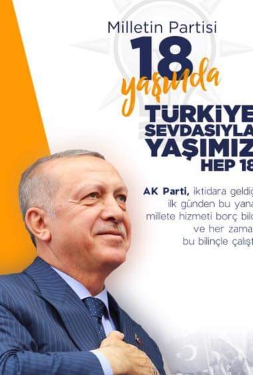 14 Ağustos 2001 de yola çikan AKPARTİ, Yani Milletin Partisi  bugun 18 yaşında. Daha yapacak çok işimiz, yürütecek çok yolumuz var. Recep Tayyip Erdoğan in liderliğinde nice 18 yıllara inşaallah.