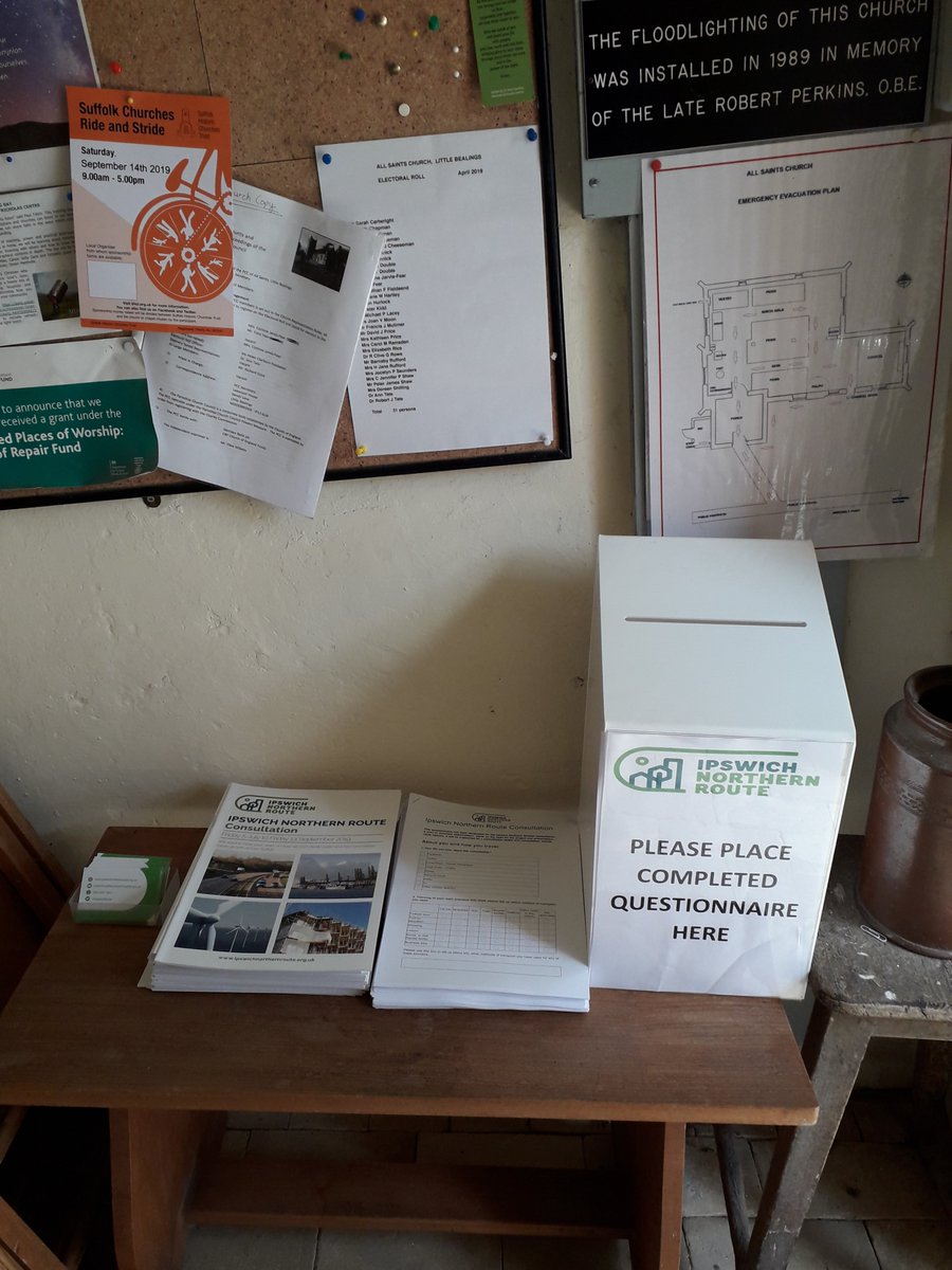 We have set up five (only 4 shown here) hard copy survey pick up and drop off points which we will be visiting regularly to collect and top up. So if you need a hard copy or if you took a survey without the return envelope, you can drop it back here. ipswichnorthernroute.org.uk/have-your-say/…