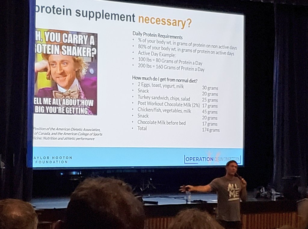 RIIL_sports's tweet photo. Brian Parker of the Taylor Hooton Foundation offers several ways athletes can get their daily required protein through regular everyday foods - and WITHOUT taking supplements. 
#operationcleancompetition https://t.co/zdag9sEZ9n