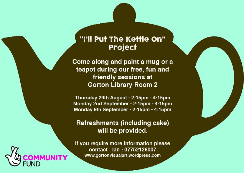MCCGortonAHey's tweet image. #AllSortsToDo this summer in #Gorton why not go to #gortonlibrary and paint a mug or a teapot? Pass it on..
