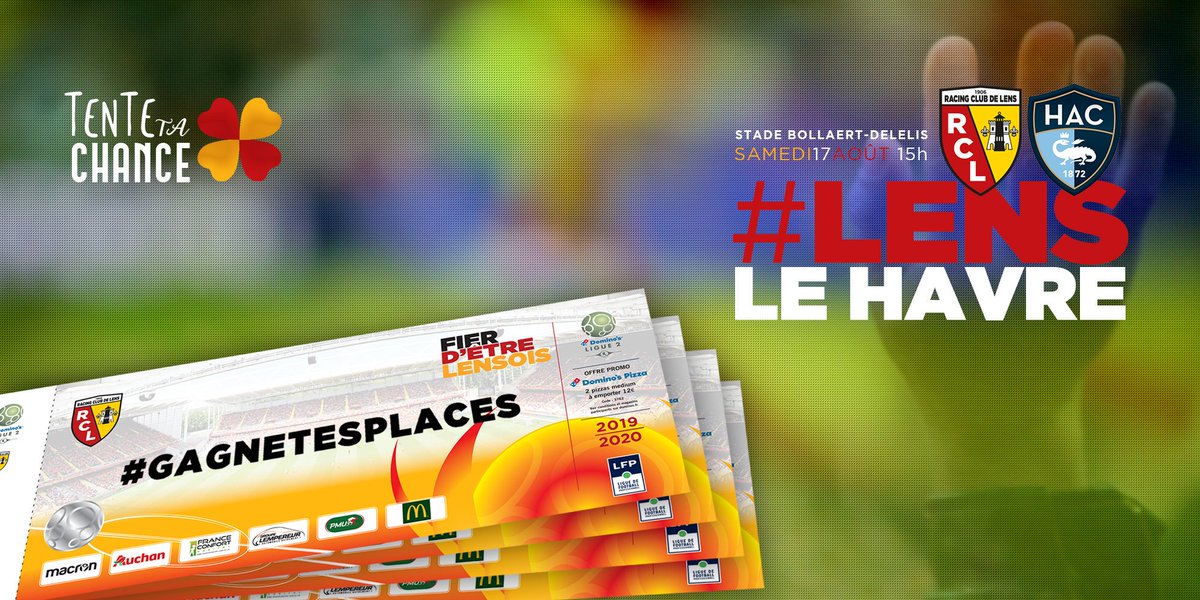 RCLens's tweet photo. 🍀 RT + FOLLOW pour gagner 2 places pour Lens - @HAC_Foot à #BollaertDelelis !
5 gagnants dévoilés demain ! #GagneTesPlaces #LensoisPourToujours #RCLHAC #rclens https://t.co/JJFbgTyZ6W